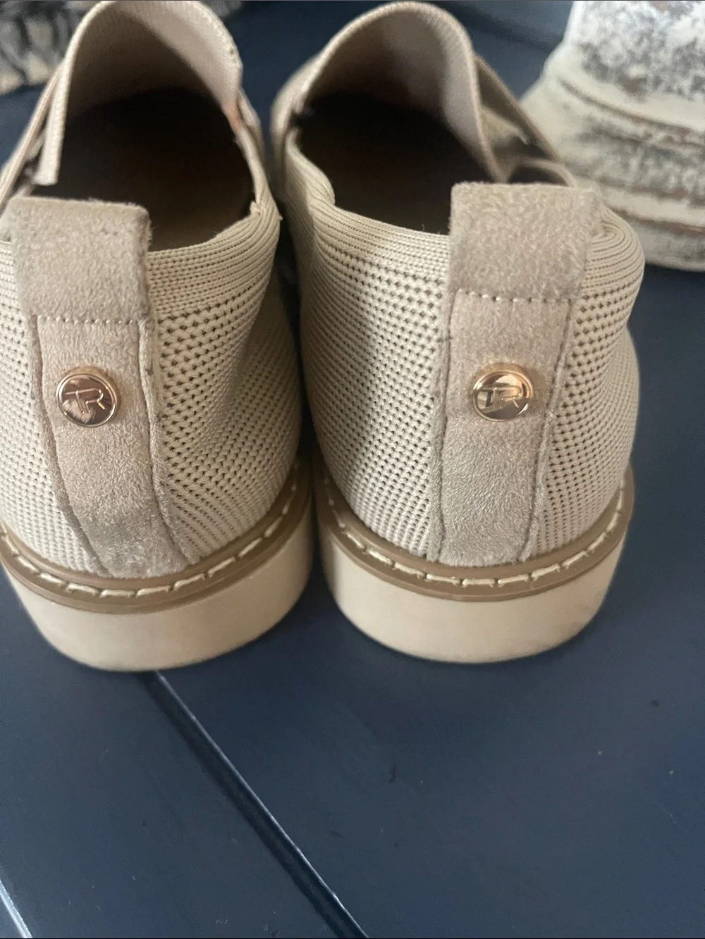 Taryn Rose  women’s Light Beige Mesh Slip-On Loafers